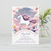 Eenhoorn Feest Uitnodigen, Eenhoorn Verjaardag Kaart (Staand voorkant)