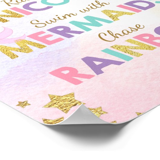 Eenhoorn Feestbord Dans Met Feeën Meermin Meisje Poster (Hoek)