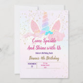 Eenhoorn feestje kaart (Voorkant)