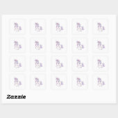 Eenhoorn Feestje Knop Vierkante Sticker (Vel)