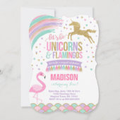 Eenhoorn & Flamingo Verjaardag Uitnodiging Magic P (Voorkant)