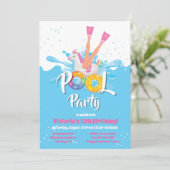 Eenhoorn Flippers Pool Party Kaart (Staand voorkant)