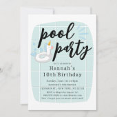 Eenhoorn Float Pool Party Kids Verjaardag Kaart (Voorkant)