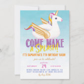 Eenhoorn Float Pool Zomer Verjaardag Kaart (Voorkant)