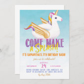 Eenhoorn Float Pool Zomer Verjaardag Kaart (Voorkant / Achterkant)