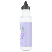 Eenhoorn Floral Paarse Gepersonaliseerd Waterfles (Rechts)