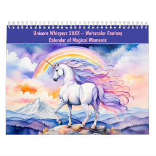 Eenhoorn Fluisteringen – Watercolor Fantasie Kalen Kalender