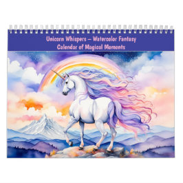 Eenhoorn Fluisteringen – Watercolor Fantasie Kalen Kalender