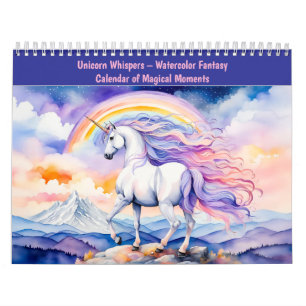 Eenhoorn Fluisteringen – Watercolor Fantasie Kalen Kalender