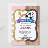 Eenhoorn & Football Joint Birthday Girl Boy Sports Kaart (Voorkant)