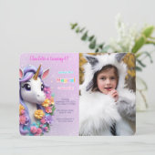 Eénhoorn foto 6e verjaardag kaart (Staand voorkant)