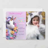 Eénhoorn foto 6e verjaardag kaart (Voorkant)