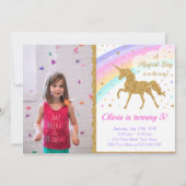 Eenhoorn foto uitnodiging, Eenhoorn partij Kaart (Voorkant)