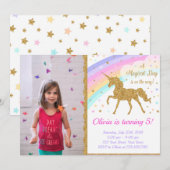 Eenhoorn foto uitnodiging, Eenhoorn partij Kaart (Voorkant / Achterkant)