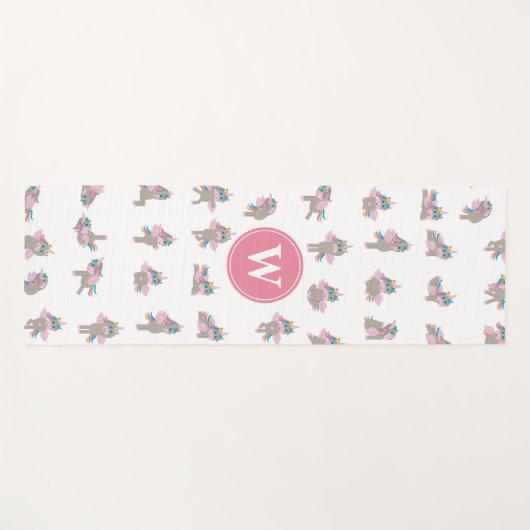 Eenhoorn Fun Yoga Poses Roze Monogram Yogamat (Voorkant (horizontaal))