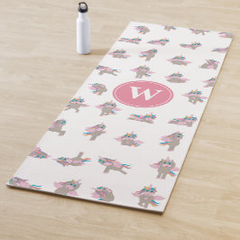 Eenhoorn Fun Yoga Poses Roze Monogram Yogamat