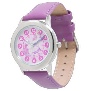 Eenhoorn galop paarse roze kunst gemakkelijk lezen horloge
