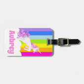 Eenhoorn galop roze regenboog eenhoorn kinder naam bagagelabel (Voorkant horizontaal)