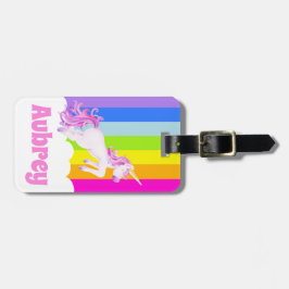 Eenhoorn galop roze regenboog eenhoorn kinder naam bagagelabel