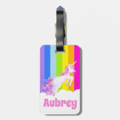 Eenhoorn galop roze regenboog eenhoorn kinder naam bagagelabel (Achterkant verticaal)