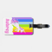 Eenhoorn galop roze regenboog eenhoorn kinder naam bagagelabel (Achterkant horizontaal)