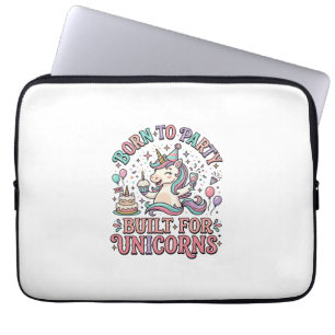 Eenhoorn Geboren om te Feesten Gebouwd voor Eenhoo Laptop Sleeve