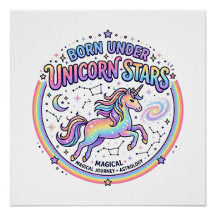 Eenhoorn Geboren Onder Eenhoorn Sterren Grappige P Perfect Poster