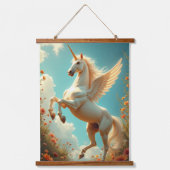 Eenhoorn geel Hout Topped Wall Tapestry One Panel Hangend Wandkleed (Voorkant 3)