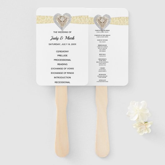 Eenhoorn Geel Kant Trouwprogramma Fans Handwaaier (Voorkant en achterkant)