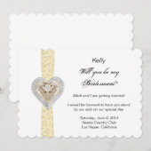 Eenhoorn Geel Kant Werk Bruidsmeisje Kaart (Voorkant / Achterkant)