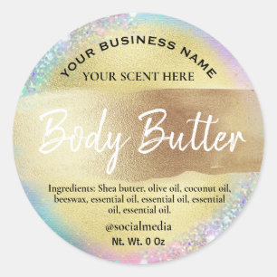 Eenhoorn gekleurde gouden body boter labels