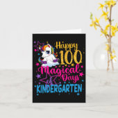 Eenhoorn Gelukkig 100 Magische Dagen Van Kinder Kaart (Gele Bloem)