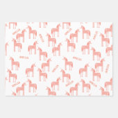 Eenhoorn gepersonaliseerde naam roze inpakpapier vel (Voorkant 3)