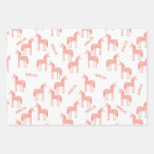 Eenhoorn gepersonaliseerde naam roze inpakpapier vel (Voorkant)