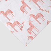 Eenhoorn gepersonaliseerde naam roze tissuepapier (Detail)