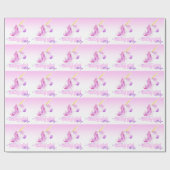 Eenhoorn gepersonaliseerde nieuwe baby roze papier (Vlak)