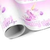 Eenhoorn gepersonaliseerde nieuwe baby roze papier (Rol Hoek)
