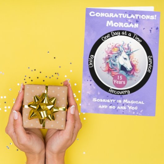 Eenhoorn Gepersonaliseerde Sobriety Milestone Kaar Kaart