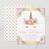 Eenhoorn Gezicht Baby Meisje Douche Uitnodigingen (Voorkant / Achterkant)