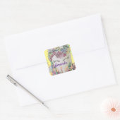 Eenhoorn gezicht cake Rainbow Sprinkles geel Vierkante Sticker (Envelop)