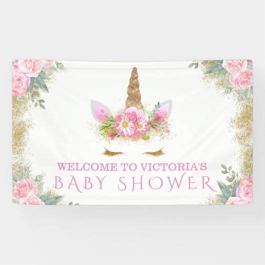 Eenhoorn Gezicht Eenhoorn Baby shower Banner (Horizontaal)