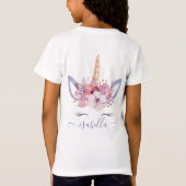 Eenhoorn gezicht floral waterverf T-shirt (Achterkant)