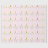 Eenhoorn Gezicht Gift Wrapping Paper Cadeaupapier (Vlak)