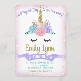 Eenhoorn Gezicht Glitter Magische Pastel Bloemen Kaart