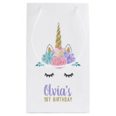Eenhoorn Gezicht Gouden Glitter Verjaardag Gift Ba Klein Cadeauzakje (Achterkant)