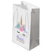 Eenhoorn Gezicht Gouden Glitter Verjaardag Gift Ba Klein Cadeauzakje (Achterkant Gekanteld)