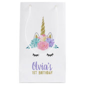 Eenhoorn Gezicht Gouden Glitter Verjaardag Gift Ba Klein Cadeauzakje (Voorkant)