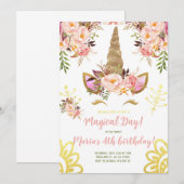 Eenhoorn gezicht Gouden Roze Pioenroos Bloemverjaa Kaart (Voorkant / Achterkant)