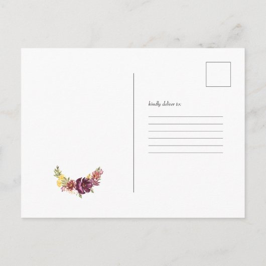 Eenhoorn Gezicht Herfst Bloemen Verjaardag Uitnodi Uitnodiging Briefkaart (Achterkant)