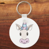 Eenhoorn Gezicht Knop Sleutelhanger (Voorkant)